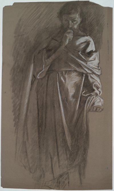 フィギュア研究、ガウンを持った男 作： Edwin Austin Abbey