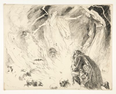 初登場：マクベス！ マクベス！ マクベス！ マクダフに気をつけろ、第四幕、第一場、マクベス 作： Edwin Austin Abbey
