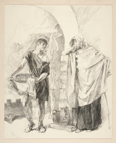 最初のサービングマン: 作： Edwin Austin Abbey