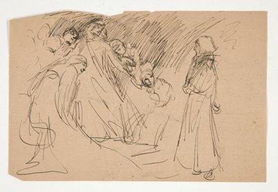 Galahad and the Captive Virtues, The Quest of the Holy Grail (ボストン公立図書館のための 15 枚の絵画のシリーズ、1901 年に完成) のための研究 作： Edwin Austin Abbey