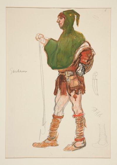 ガーデナー、ヘンリー・アーヴィングの衣装スケッチ 作： Edwin Austin Abbey