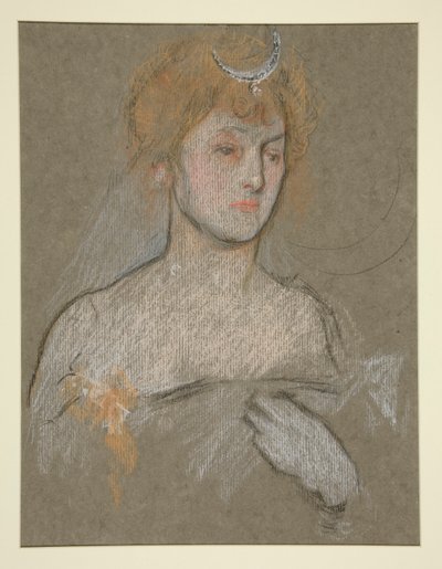 女性の頭と肩、エドワード 7 世の肖像画の戴冠式 作： Edwin Austin Abbey