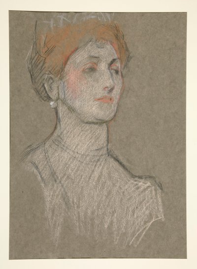 女性の頭、エドワード 7 世の戴冠式。 作： Edwin Austin Abbey