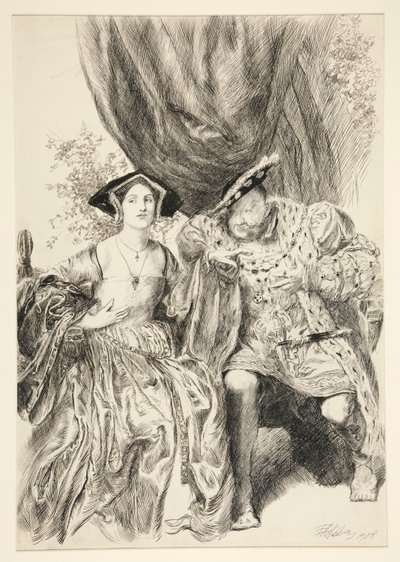 ヘンリーとアン・ブーリン。 ヘンリー王： 作： Edwin Austin Abbey