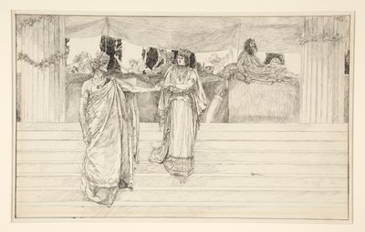 ハーマイオニーがポリクシーネスに懇願する - 第 1 幕、第 2 場、冬 作： Edwin Austin Abbey
