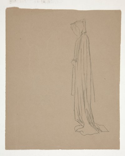 フード付きフィギュア (レクト); 男性像の研究 (裏面) 作： Edwin Austin Abbey