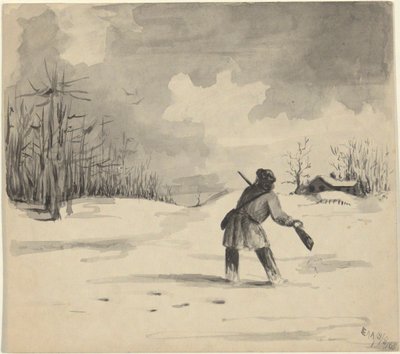 ハンター・イン・スノー 作： Edwin Austin Abbey