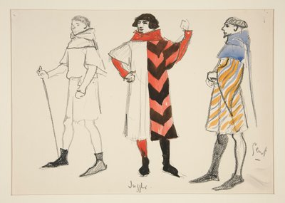 ジャグラーとジェント、ヘンリー・アーヴィングの衣装スケッチ 作： Edwin Austin Abbey