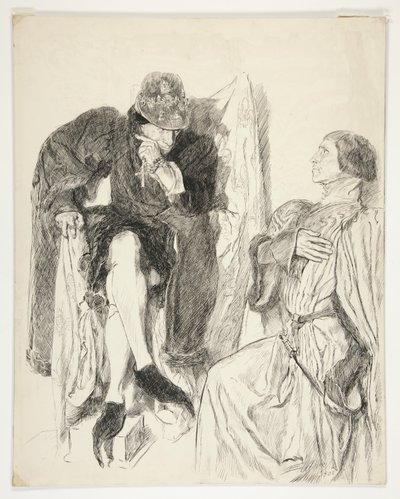 国王ルイ 11 世 - 第 3 幕、シーン III、ヘンリー 6 世王 (パート III) 作： Edwin Austin Abbey