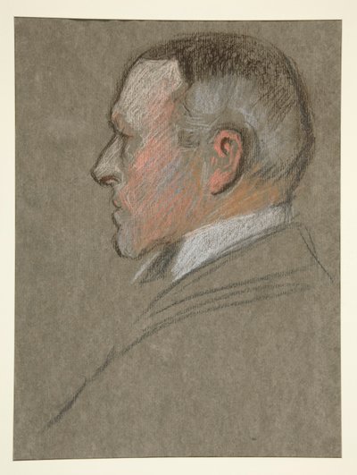 エドワードの戴冠式のための男の左横顔の頭。 Ⅶ 作： Edwin Austin Abbey
