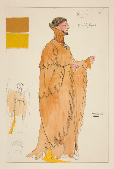 ロス卿、ヘンリー・アーヴィングの衣装スケッチ 作： Edwin Austin Abbey
