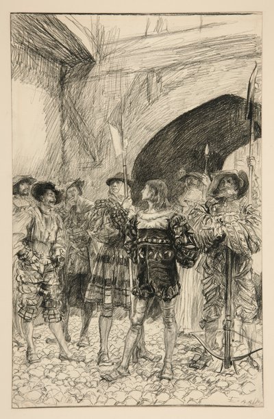 ルシオとクラウディオ - 第1幕、第3場、尺には尺を 作： Edwin Austin Abbey