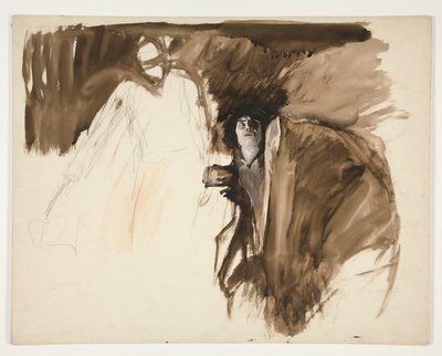 男性の姿、正体不明のシェイクスピア劇のスケッチ 作： Edwin Austin Abbey