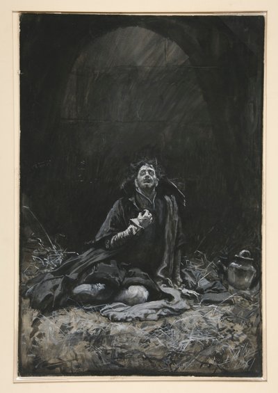 ダンジョンのマルヴォリオ、第 3 幕、第 4 場、十二夜のイラスト 作： Edwin Austin Abbey
