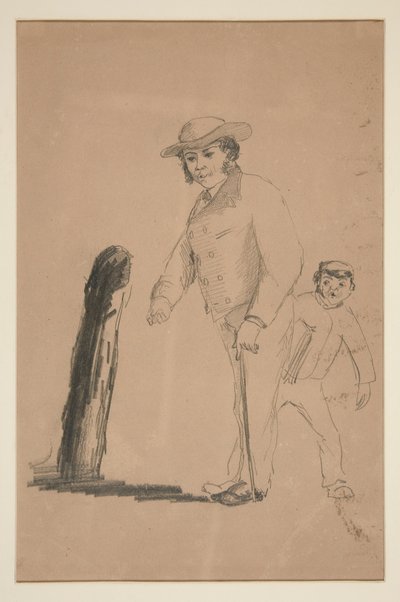男と少年 (直腸); 中国人の頭と姿（裏） 作： Edwin Austin Abbey