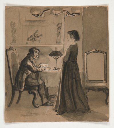 男と女のインテリア - 正体不明のイラスト 作： Edwin Austin Abbey