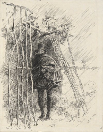 雨の中の男、イラストの勉強 作： Edwin Austin Abbey