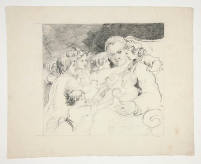 彼の周りに子供を持つ男 - 正体不明のイラスト 作： Edwin Austin Abbey