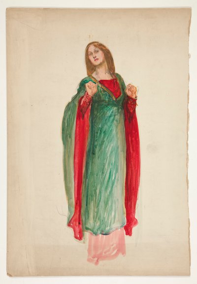 中世の女性、正体不明のシェイクスピア劇のスケッチ 作： Edwin Austin Abbey
