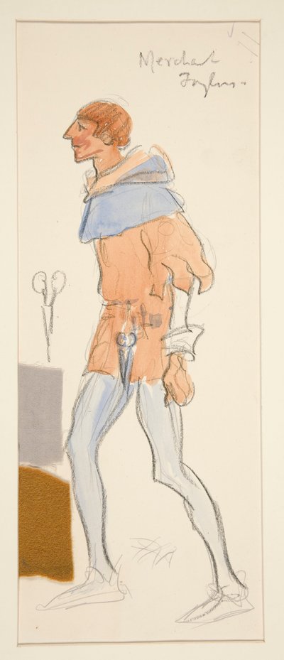 マーチャント・テイラー、ヘンリー・アーヴィングの衣装スケッチ 作： Edwin Austin Abbey