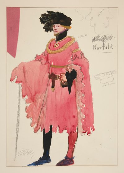 ノーフォーク、ヘンリー・アーヴィングの衣装スケッチ 作： Edwin Austin Abbey