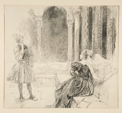 オリビアとヴィオラ、第 1 幕、第 5 場、十二夜の挿絵 作： Edwin Austin Abbey