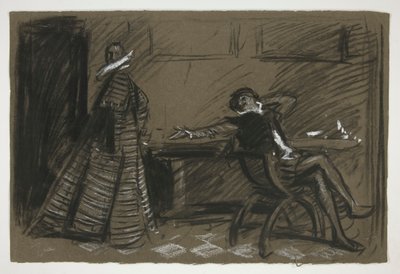 ペトルーチオがカタリーナをからかう (.1058 の研究) - 第 2 幕、第 1 場、じゃじゃ馬ならし 作： Edwin Austin Abbey