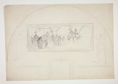 ボストン公立図書館に「聖杯の探求」の壁画の 1 つを設置する計画 作： Edwin Austin Abbey