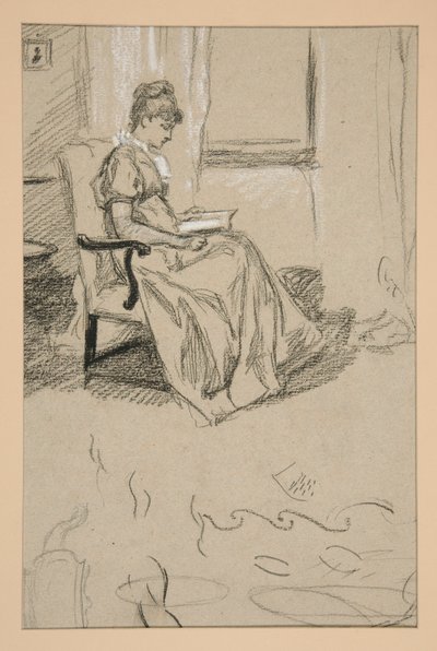 読書するアビー夫人の肖像 作： Edwin Austin Abbey