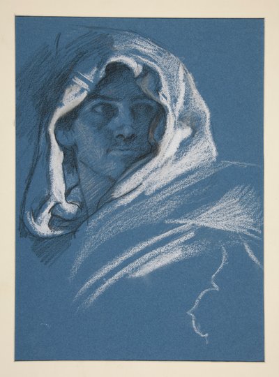 フード付きの若い男の肖像 作： Edwin Austin Abbey