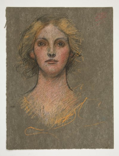 若い女性の肖像画 作： Edwin Austin Abbey