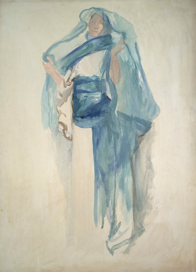捕らえられた美徳の 1 つの可能性のある研究、図の研究 作： Edwin Austin Abbey