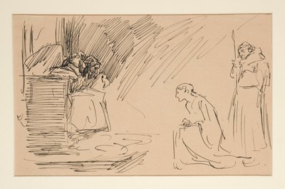 第 2 幕、第 1 場、すべての予備スケッチ 作： Edwin Austin Abbey