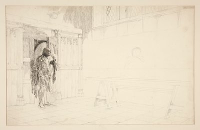 ウィンザーのメリーワイフの予備スケッチ 作： Edwin Austin Abbey