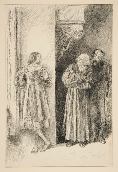 プロテウスとアントニオ、第 1 幕第 3 場、ヴェローナの 2 人の紳士より 作： Edwin Austin Abbey