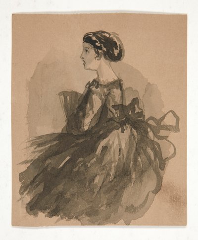 座っている女性 (直腸); 頭部の 5 つのスケッチ (裏面) 作： Edwin Austin Abbey