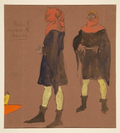 Sewart to Gaoler、リチャード 2 世の衣装スケッチ 作： Edwin Austin Abbey