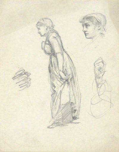 学習シート: 女性、頭、手 作： Edwin Austin Abbey