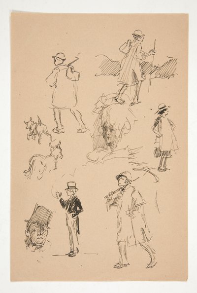 国の人物のスケッチのシート 作： Edwin Austin Abbey
