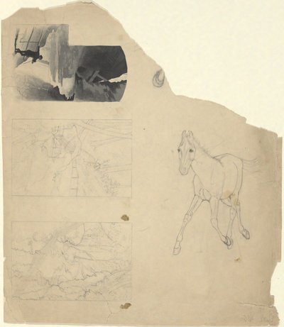 Sheet of studies, three of a waterfall, one of a colt.   1347629   ja       japanese Successfully Translated  Original: Tatsumi Roko, from the series “Renowned Beauties Likened to the Six Immortal Poets" ("Komei bijin rokkasen") Translat: Tatsumi Roko, fro 作： Edwin Austin Abbey