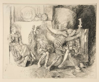 サー・トビーとその仲間、第2幕、第3場、十二夜の挿絵 作： Edwin Austin Abbey