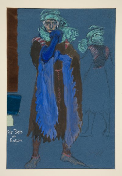 エクストンの 6 つの桟橋、ヘンリー アーヴィングの衣装スケッチ 作： Edwin Austin Abbey