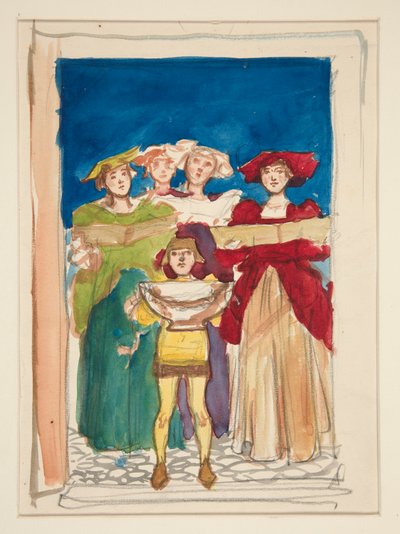 クリスマス カードのスケッチ 作： Edwin Austin Abbey