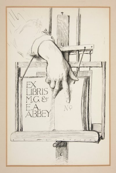 Ex Libris のスケッチ: M.G. & E.A. 修道院 作： Edwin Austin Abbey