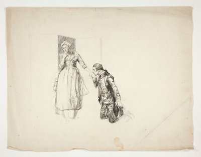 オリバー・ゴールドスミスのスケッチ 作： Edwin Austin Abbey