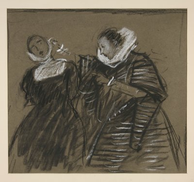 じゃじゃ馬ならしのスケッチ (?) 作： Edwin Austin Abbey