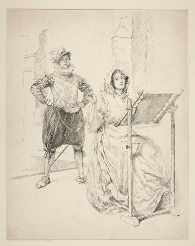 水仙の歌のスケッチ 作： Edwin Austin Abbey