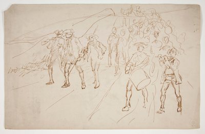 行進中の独立戦争部隊のスケッチ 作： Edwin Austin Abbey