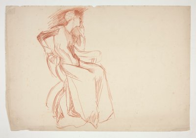 座っている女性像のスケッチ - 正体不明のイラスト 作： Edwin Austin Abbey