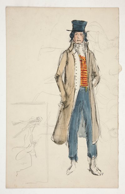 男性のスケッチ - ラ・トスカの衣装習作(?) 作： Edwin Austin Abbey